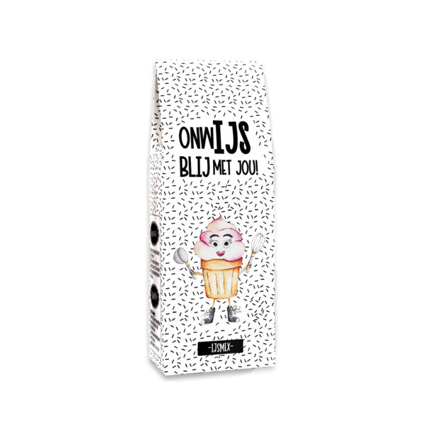 iJsmix cadeau met de tekst “OnwIJS blij met jou” – vrolijk verpakt cadeautje