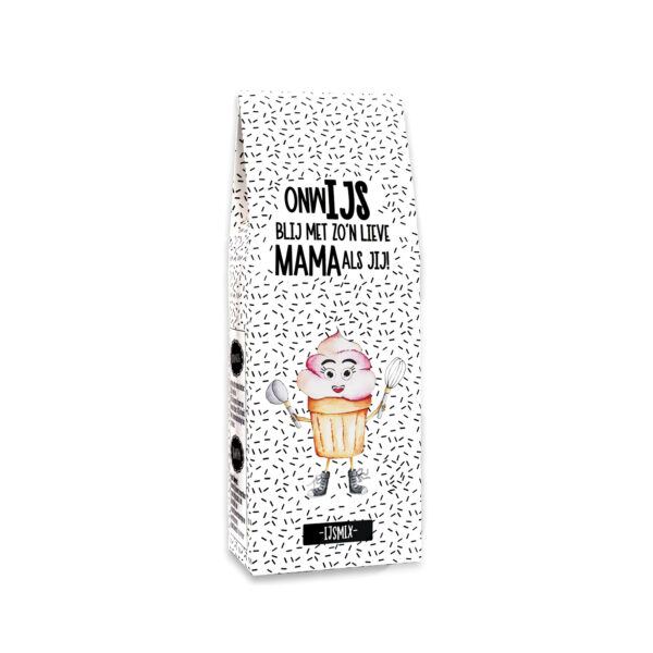 IJsmix cadeau met de tekst “OnwIJS blij met zo’n lieve mama als jij” – cadeautje voor mama