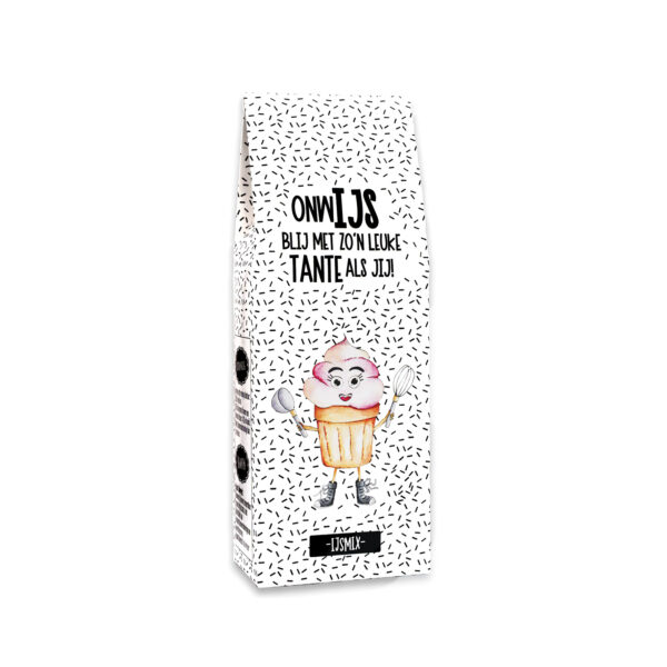 IJsmix cadeau met de tekst “OnwIJS blij met zo’n leuke tante als jij” – cadeautje voor tante