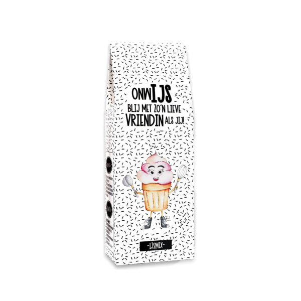 IJsmix cadeau met de tekst “OnwIJS blij met zo’n lieve vriendin als jij” – cadeautje voor vriendin