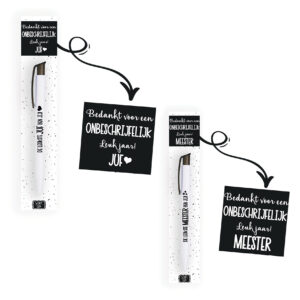 Kaartje onbeschrijfelijk Juf/Meester + <br> Pen naar keuze