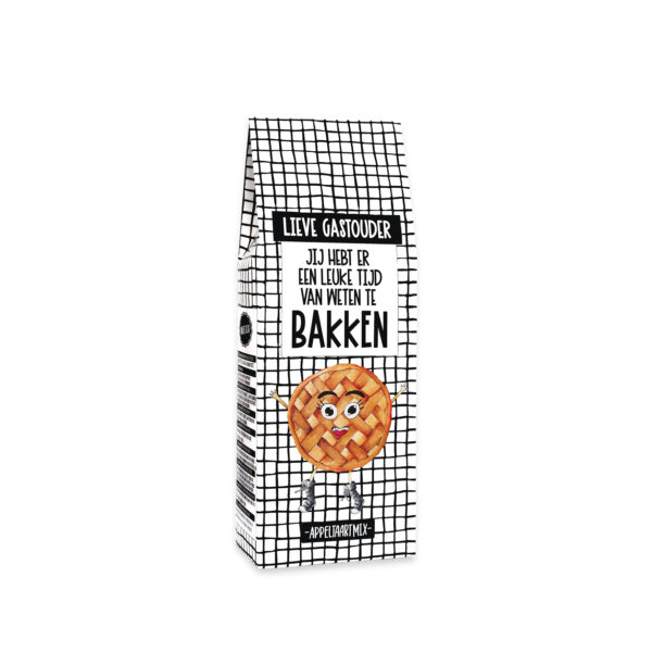 Bedankje Gastouder appeltaartmix met leuke tekst op cadeauverpakking