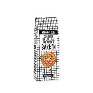 Bedankje juf appeltaartmix met leuke tekst op cadeauverpakking