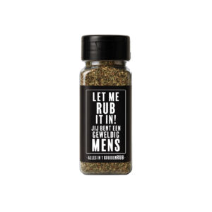 Kruidenrub met de tekst “Let me RUB it in! Jij bent een geweldig mens” – origineel compliment cadeautje