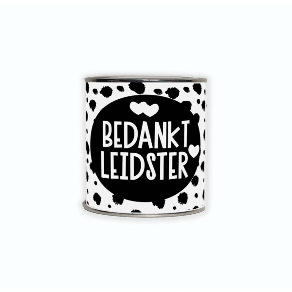 Kadoblikje met de tekst "Bedankt leidster" een origineel bedankje voor de opvang of BSO.