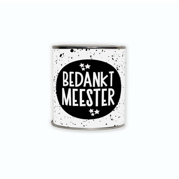 Kadoblikje met de tekst "Bedankt meester" een stoer bedankje voor de meester.