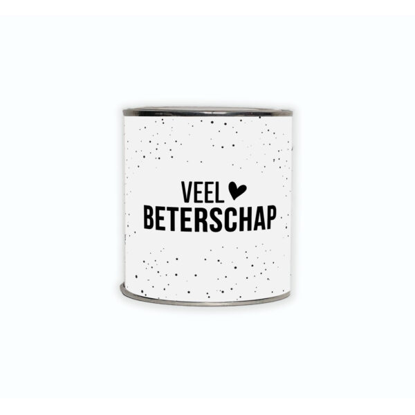 Cadeaublikje met de tekst “Veel beterschap”