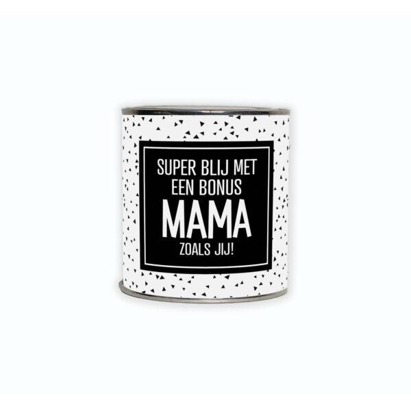 Kadoblikje met de tekst “Superblij met een bonusmama zoals jij” een liefdevol cadeautje om je waardering te laten zien.