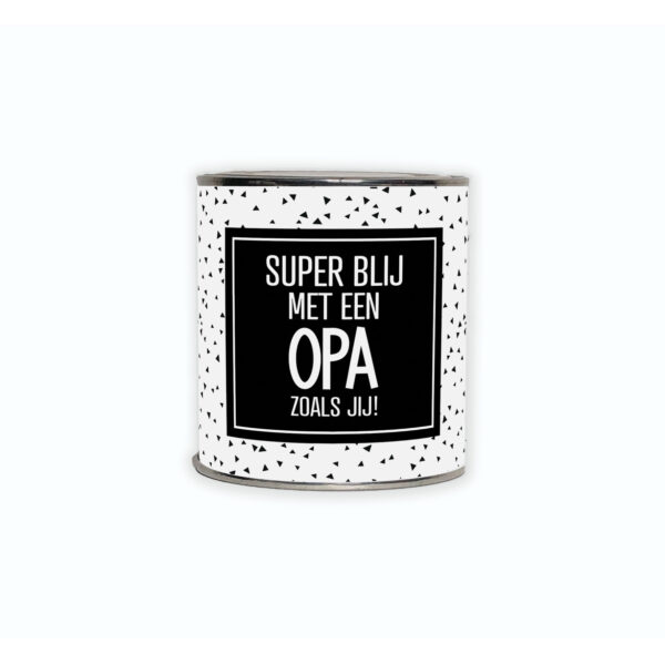 Kadoblikje met de tekst “Superblij met een opa zoals jij!” een vrolijk cadeautje voor je opa.