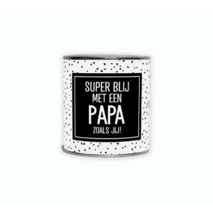 Kadoblikje met de tekst “Superblij met een papa zoals jij!” een vrolijk cadeautje voor jou papa.