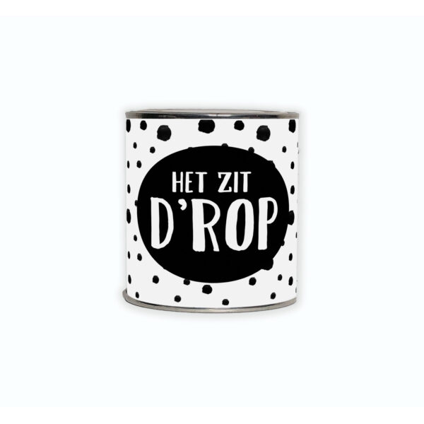 Cadeaublikje met de tekst “Het zit Drop”