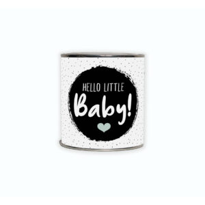 Kadoblikje met de tekst “Hello little baby!”