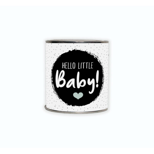 Kadoblikje met de tekst “Hello little baby!”