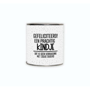 Kadoblikje met de tekst “Gefeliciteerd met jullie kindje...”