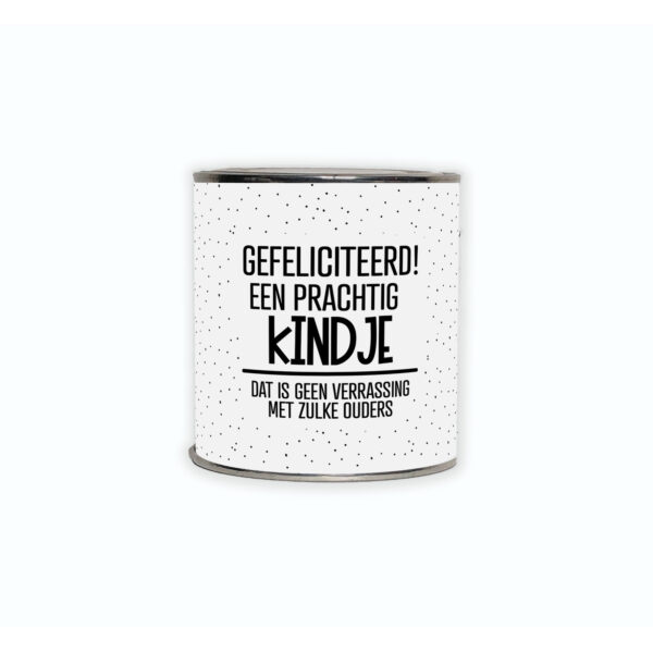 Kadoblikje met de tekst “Gefeliciteerd met jullie kindje...”