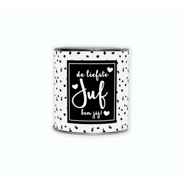 Cadeaublik met de tekst “De liefste juf ben jij”