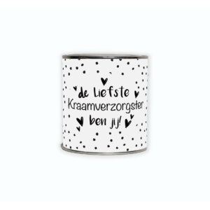 Kadoblikje met de tekst “De liefste kraamverzorgster ben jij”