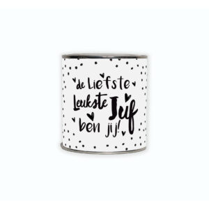 Cadeaublikje met de tekst “De liefste leukste juf ben jij”