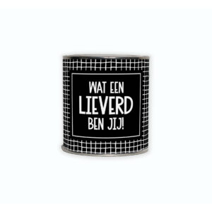 Cadeaublikje met de tekst “Wat een lieverd ben jij!”