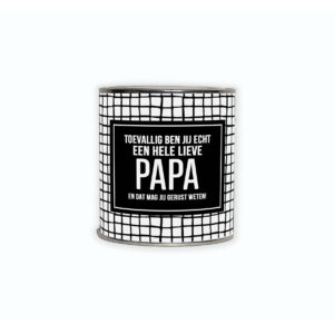 Kadoblikje met de tekst “Toevallig ben jij echt een hele lieve papa en dat mag jij gerust weten!”