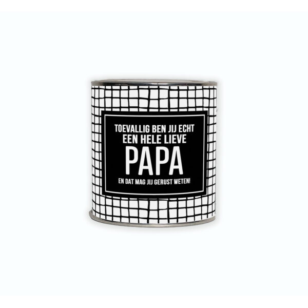 Kadoblikje met de tekst “Toevallig ben jij echt een hele lieve papa en dat mag jij gerust weten!”