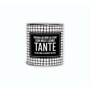 Kadoblikje met de tekst “Toevallig ben jij echt een hele leuke tante en dat mag jij gerust weten!”