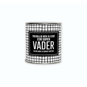 Kadoblikje met de tekst “Toevallig ben jij echt een super vader en dat mag jij gerust weten!”