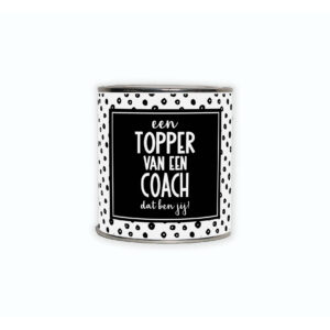 Kadoblikje met de tekst “Een topper van een coach, dat ben jij”