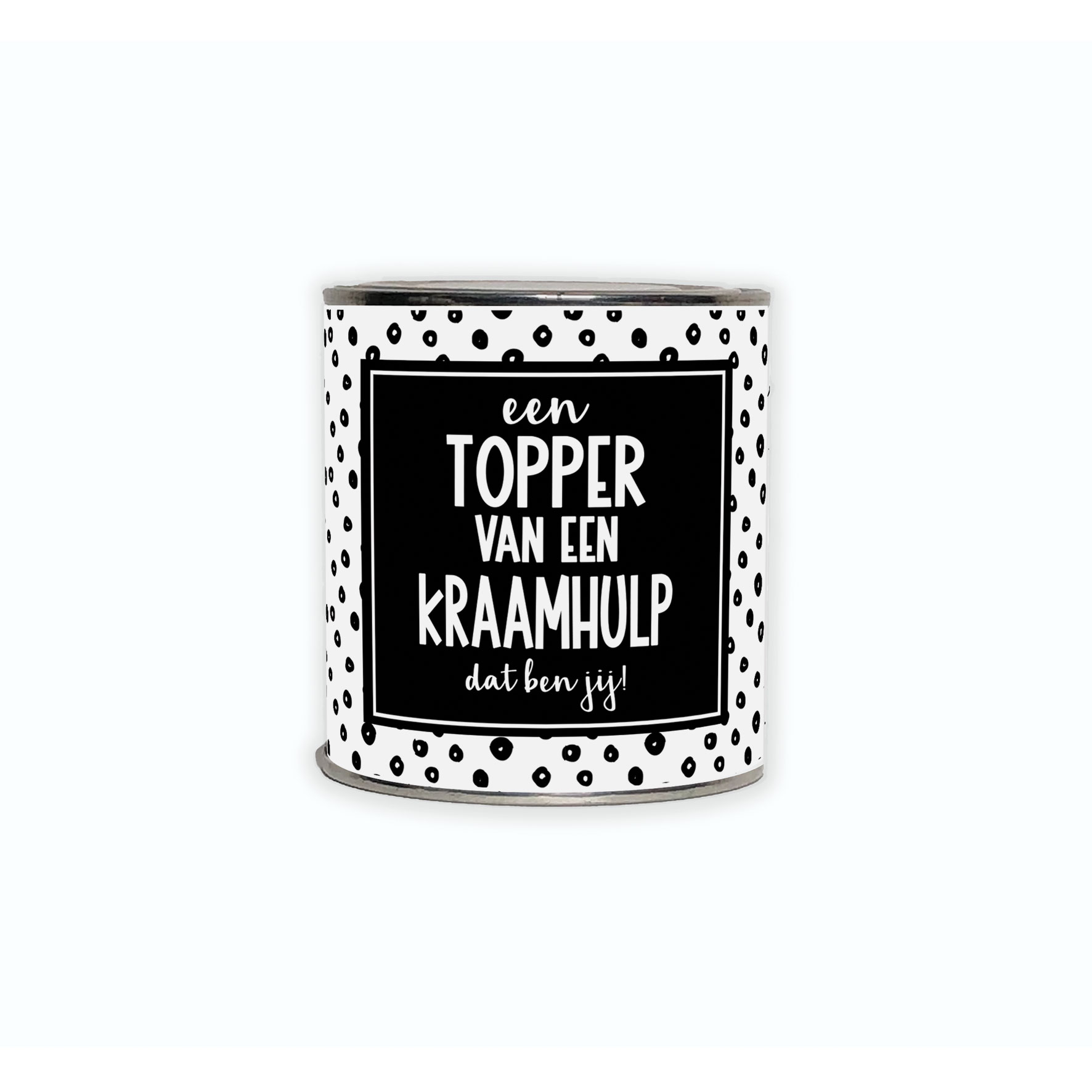 Kadoblikje met de tekst “Een topper van een kraamhulp, dat ben jij”