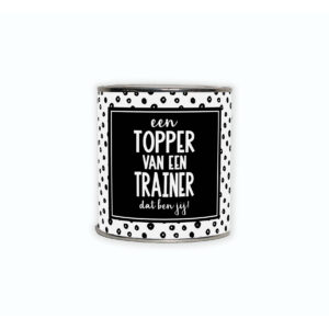Kadoblikje met de tekst “Een topper van een trainer, dat ben jij”