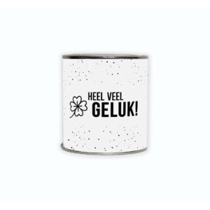 Cadeaublikje met de tekst “Heel veel geluk”