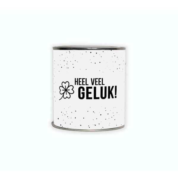 Cadeaublikje met de tekst “Heel veel geluk”