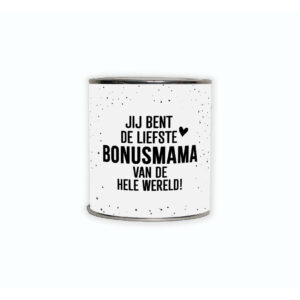 Kadoblikje met de tekst “Jij bent de liefste bonusmama van de hele wereld!” een mooi gebaar voor een bijzondere vrouw.