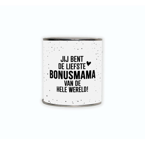 Kadoblikje met de tekst “Jij bent de liefste bonusmama van de hele wereld!” een mooi gebaar voor een bijzondere vrouw.