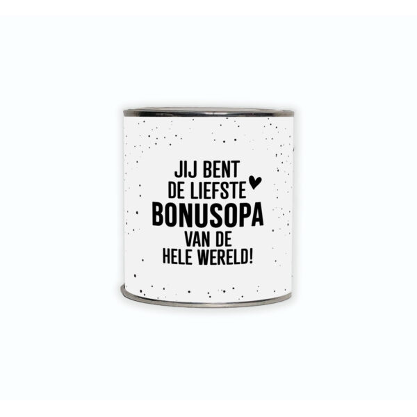 Kadoblikje met de tekst “Jij bent de liefste bonusopa van de hele wereld!” een mooi gebaar voor een lieve bonusopa.