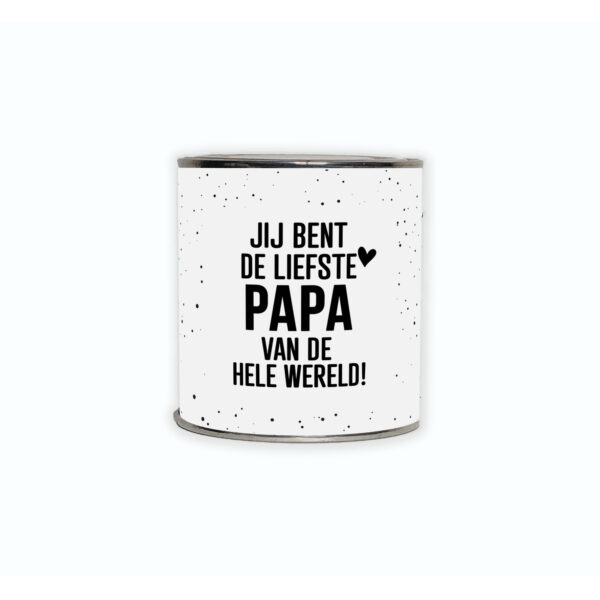 Kadoblikje met de tekst “Jij bent de liefste papa van de hele wereld” een cadeautje voor een lieve papa.