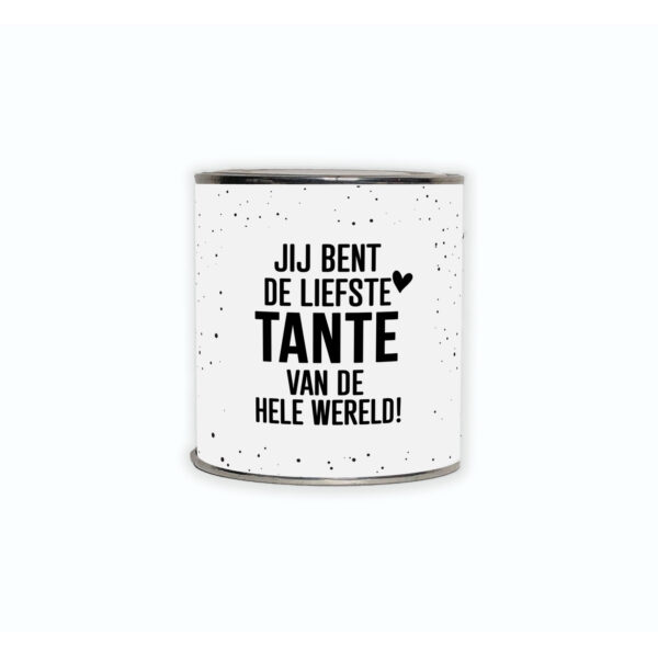 Kadoblikje met de tekst “Jij bent de liefste tante van de hele wereld” een cadeautje voor een lieve tante.